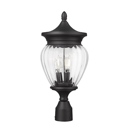 Z-Lite Davina 3 Light Outdoor Post Mount Fixture, 9in. W x 20.25in. H, Black 5016PHMR-BK